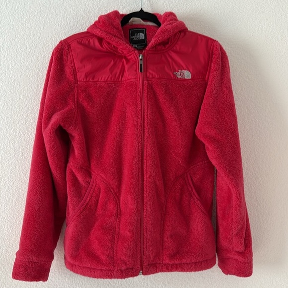 The North Face Oso Hoodie Osito Silken Fleece Full Zip Jacket Sweater Sz M Pink - Picture 3 of 5